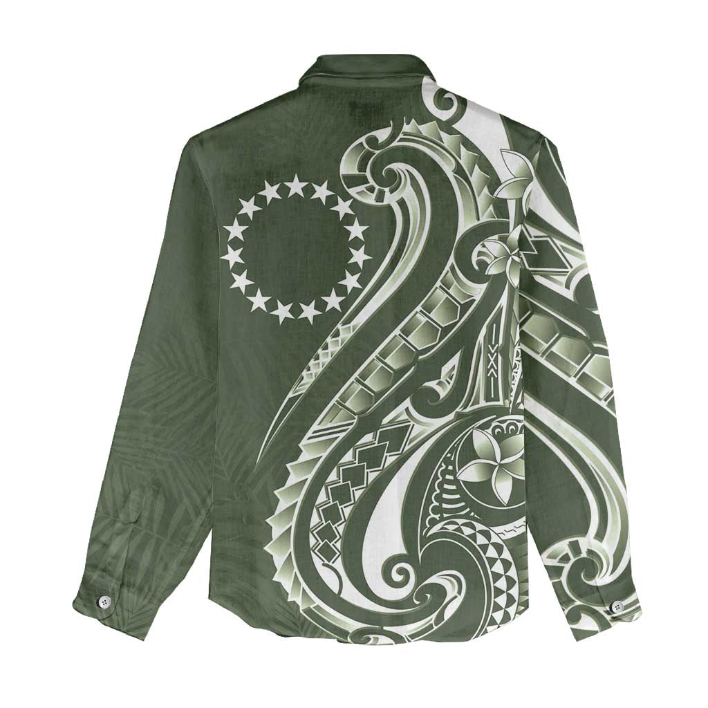 Kia Orana Cook Islands Women Casual Shirt Matie Plumeria Tropical Waves LT7 - Polynesian Pride