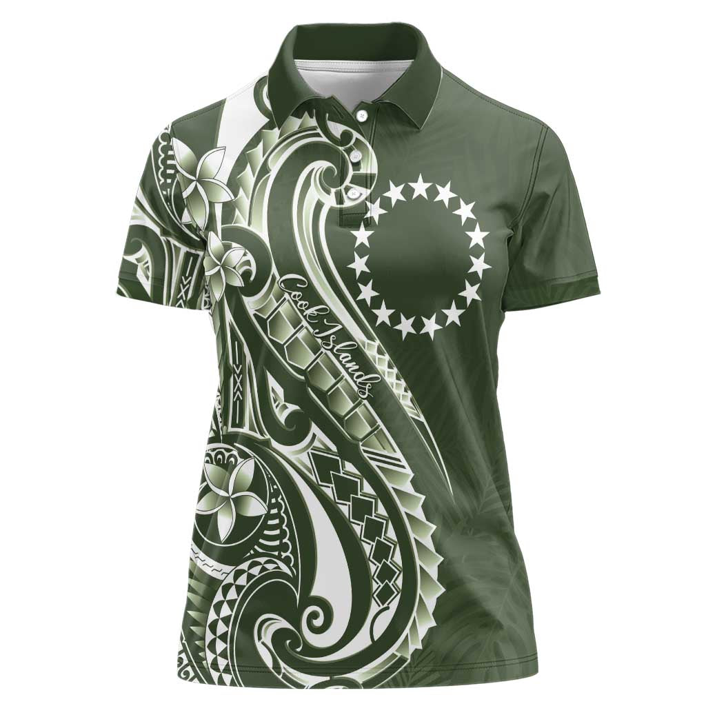 Kia Orana Cook Islands Women Polo Shirt Matie Plumeria Tropical Waves - Polynesian Pride