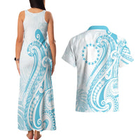 Kia Orana Cook Islands Couples Matching Tank Maxi Dress and Hawaiian Shirt Moana Plumeria Tropical Waves LT7 - Polynesian Pride