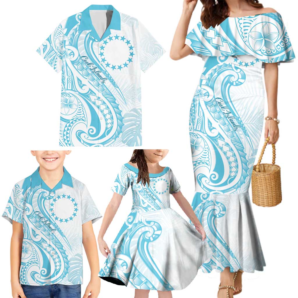 Kia Orana Cook Islands Family Matching Mermaid Dress and Hawaiian Shirt Moana Plumeria Tropical Waves LT7 - Polynesian Pride