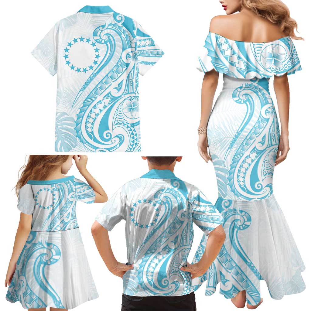 Kia Orana Cook Islands Family Matching Mermaid Dress and Hawaiian Shirt Moana Plumeria Tropical Waves LT7 - Polynesian Pride