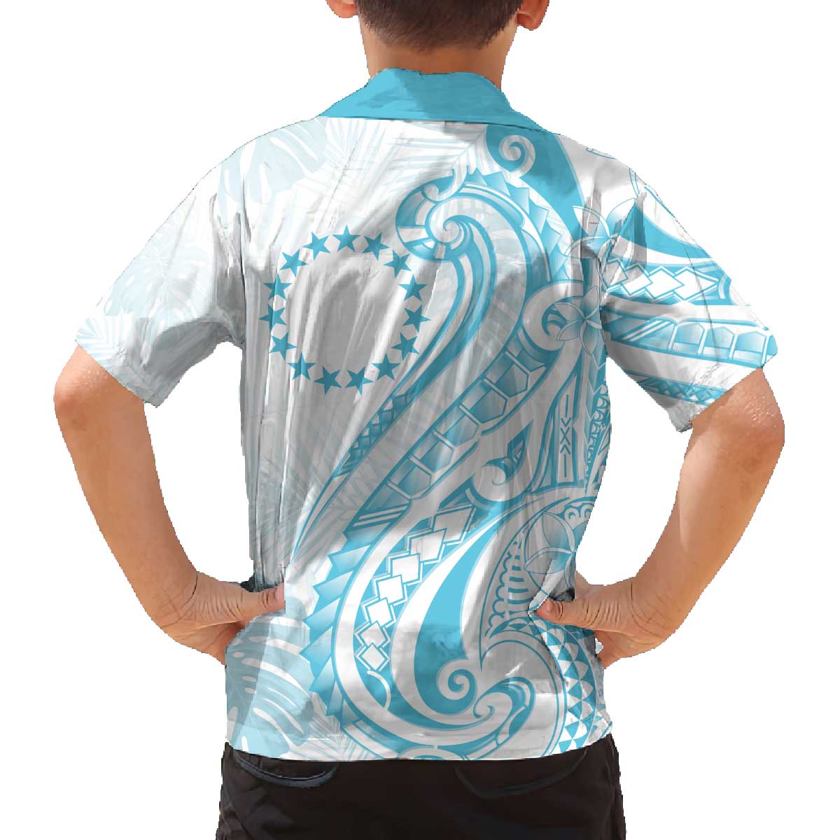 Kia Orana Cook Islands Family Matching Off The Shoulder Long Sleeve Dress and Hawaiian Shirt Moana Plumeria Tropical Waves LT7 - Polynesian Pride