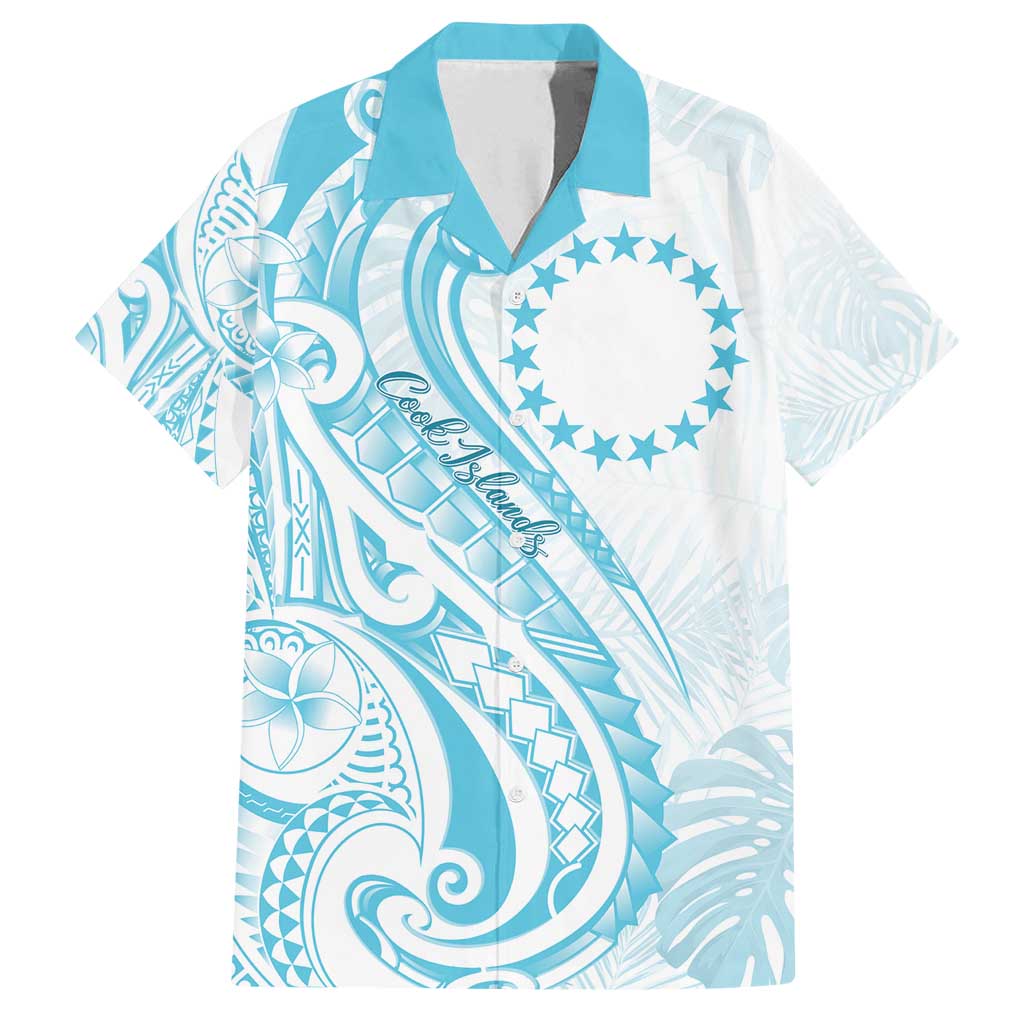 Kia Orana Cook Islands Family Matching Off Shoulder Maxi Dress and Hawaiian Shirt Moana Plumeria Tropical Waves LT7 Dad's Shirt - Short Sleeve Turquoise - Polynesian Pride