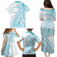 Kia Orana Cook Islands Family Matching Puletasi and Hawaiian Shirt Moana Plumeria Tropical Waves LT7 - Polynesian Pride
