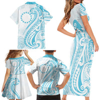 Kia Orana Cook Islands Family Matching Short Sleeve Bodycon Dress and Hawaiian Shirt Moana Plumeria Tropical Waves LT7 - Polynesian Pride