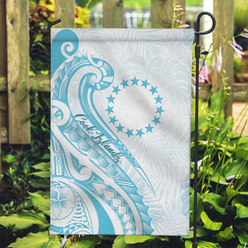 Kia Orana Cook Islands Garden Flag Moana Plumeria Tropical Waves LT7 Garden Flag Turquoise - Polynesian Pride