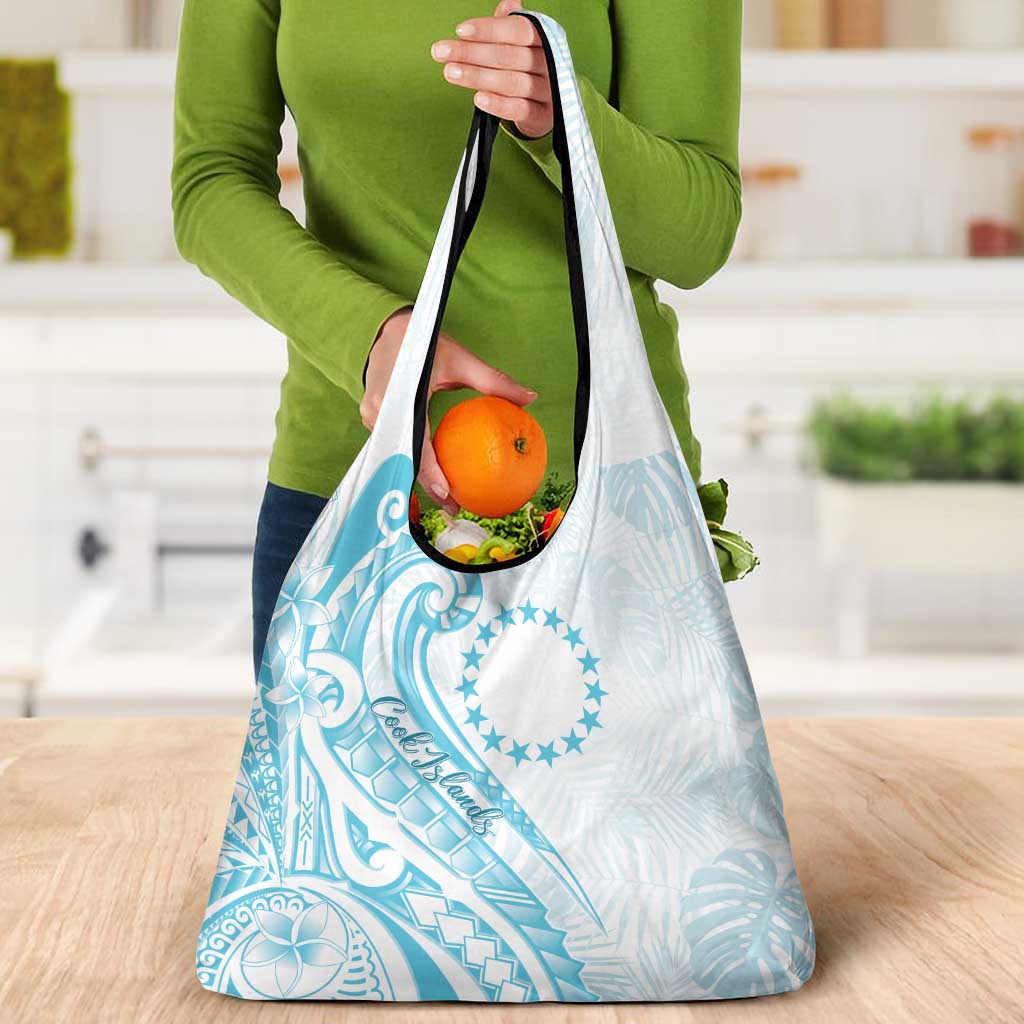 Kia Orana Cook Islands Grocery Bag Moana Plumeria Tropical Waves - Polynesian Pride