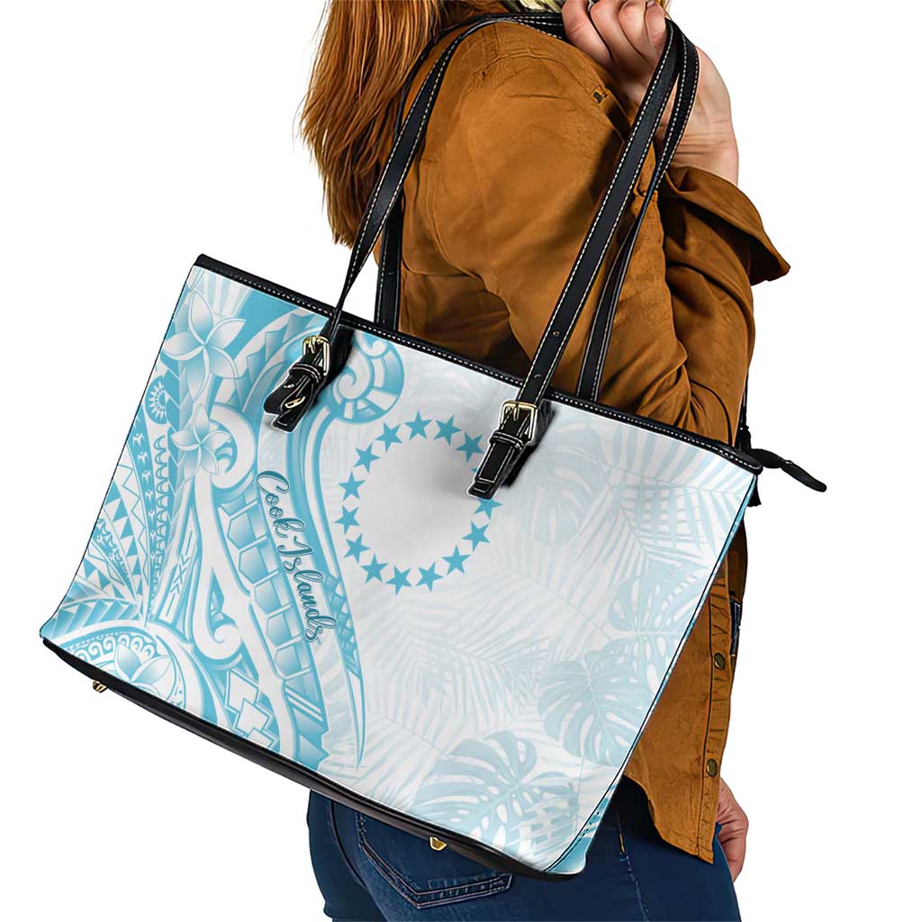 Kia Orana Cook Islands Leather Tote Bag Moana Plumeria Tropical Waves - Polynesian Pride