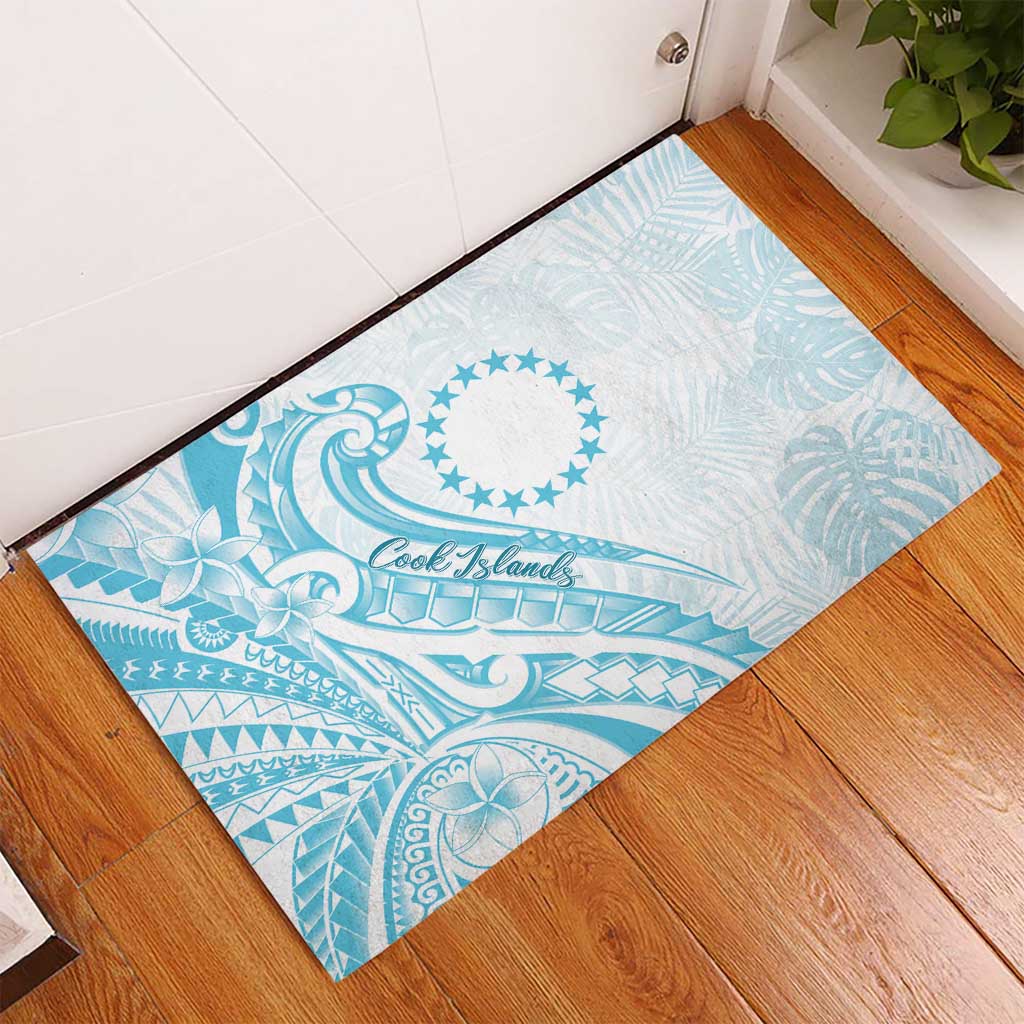 Kia Orana Cook Islands Rubber Doormat Moana Plumeria Tropical Waves - Polynesian Pride