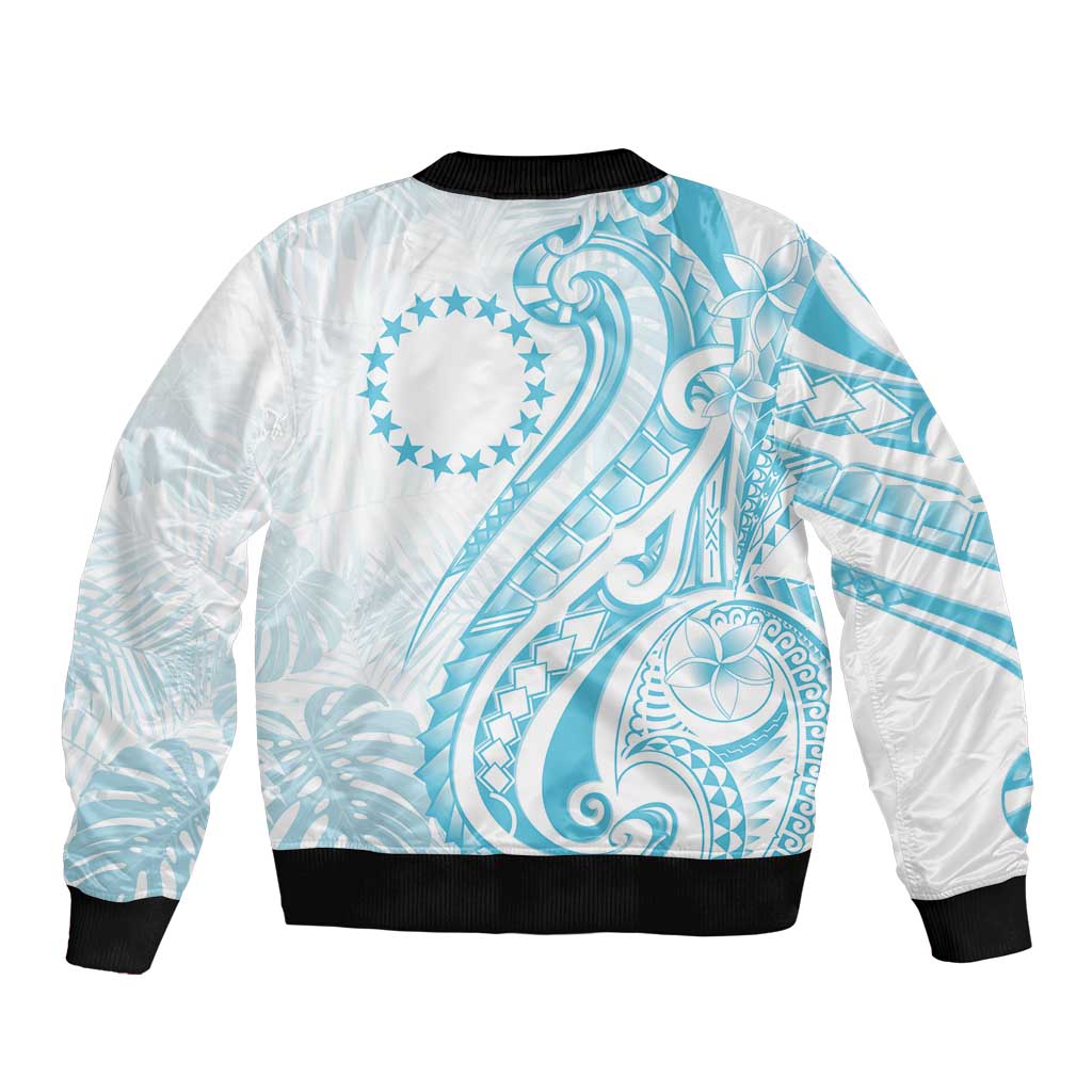 Kia Orana Cook Islands Sleeve Zip Bomber Jacket Moana Plumeria Tropical Waves - Polynesian Pride