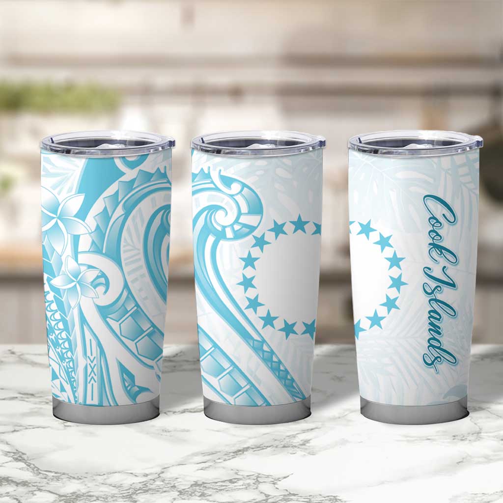 Kia Orana Cook Islands Tumbler Cup Moana Plumeria Tropical Waves - Polynesian Pride