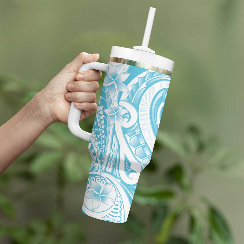 Kia Orana Cook Islands Tumbler With Handle Moana Plumeria Tropical Waves - Polynesian Pride