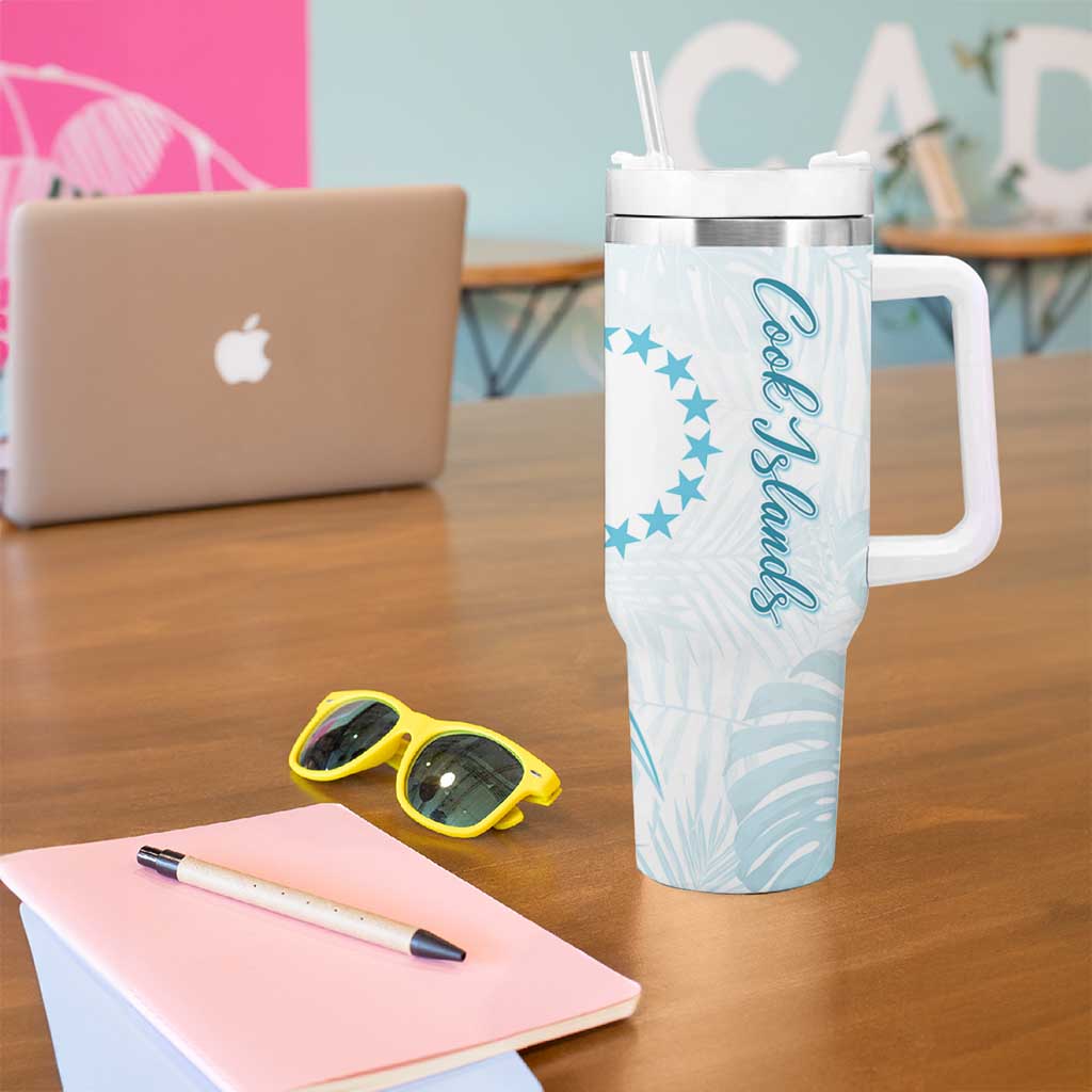 Kia Orana Cook Islands Tumbler With Handle Moana Plumeria Tropical Waves - Polynesian Pride
