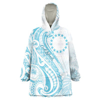 Kia Orana Cook Islands Wearable Blanket Hoodie Moana Plumeria Tropical Waves LT7 One Size Turquoise - Polynesian Pride