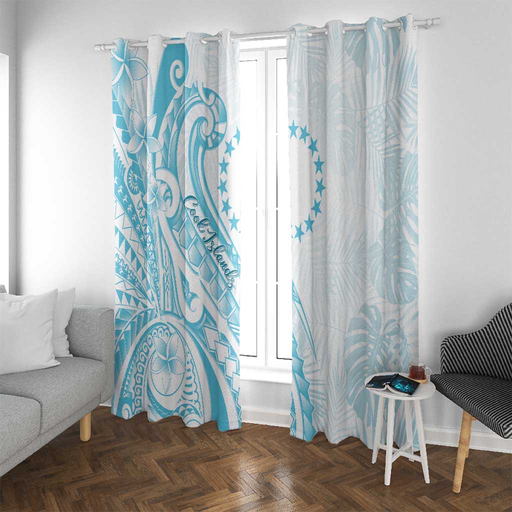 Kia Orana Cook Islands Window Curtain Moana Plumeria Tropical Waves - Polynesian Pride