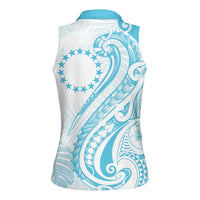 Kia Orana Cook Islands Women Sleeveless Polo Shirt Moana Plumeria Tropical Waves LT7 - Polynesian Pride