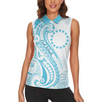 Kia Orana Cook Islands Women Sleeveless Polo Shirt Moana Plumeria Tropical Waves LT7 - Polynesian Pride