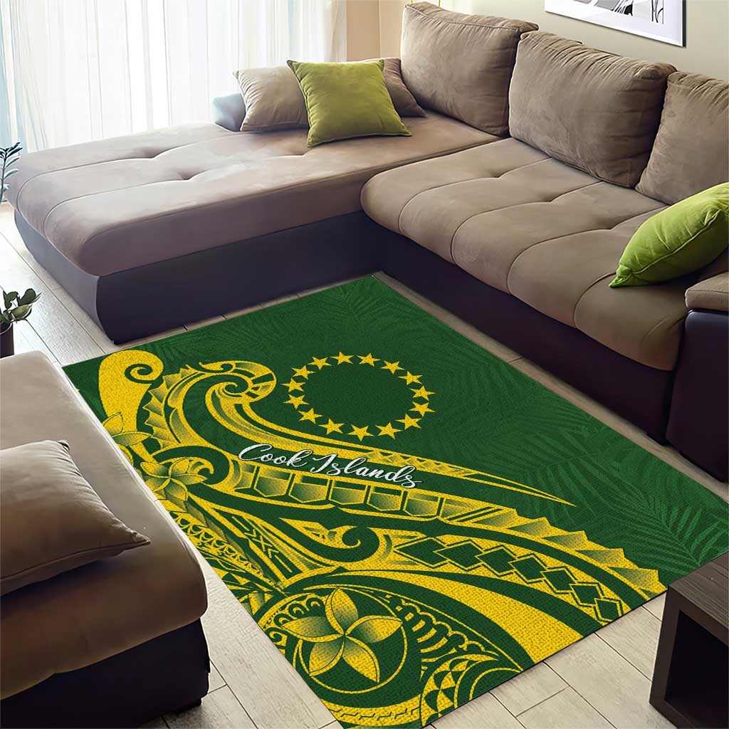 Kia Orana Cook Islands Area Rug Plumeria Tropical Waves - Polynesian Pride