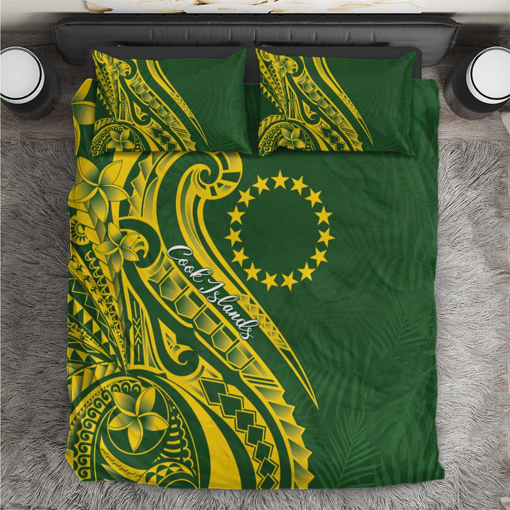 Kia Orana Cook Islands Bedding Set Plumeria Tropical Waves LT7 Yellow Green - Polynesian Pride