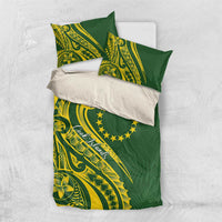 Kia Orana Cook Islands Bedding Set Plumeria Tropical Waves LT7 US Twin 172cm x 218cm Yellow Green - Polynesian Pride