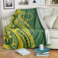 Kia Orana Cook Islands Blanket Plumeria Tropical Waves - Polynesian Pride
