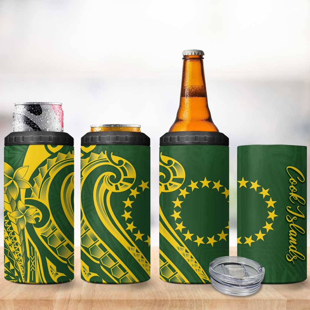 Kia Orana Cook Islands 4 in 1 Can Cooler Tumbler Plumeria Tropical Waves LT7 - Polynesian Pride