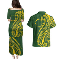 Kia Orana Cook Islands Couples Matching Puletasi and Hawaiian Shirt Plumeria Tropical Waves LT7 - Polynesian Pride