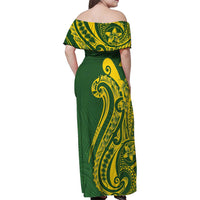 Kia Orana Cook Islands Family Matching Off Shoulder Maxi Dress and Hawaiian Shirt Plumeria Tropical Waves LT7 - Polynesian Pride