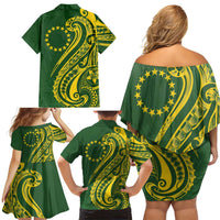 Kia Orana Cook Islands Family Matching Off Shoulder Short Dress and Hawaiian Shirt Plumeria Tropical Waves LT7 - Polynesian Pride