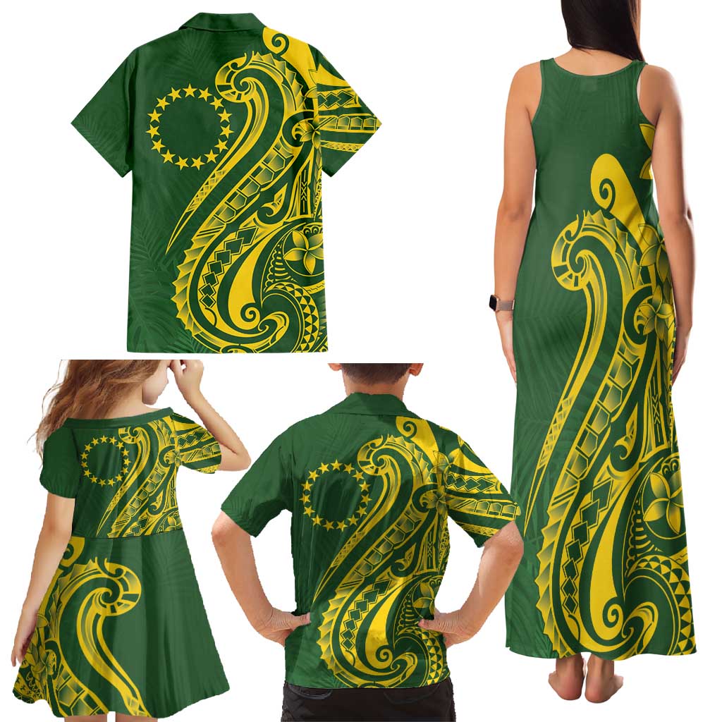 Kia Orana Cook Islands Family Matching Tank Maxi Dress and Hawaiian Shirt Plumeria Tropical Waves LT7 - Polynesian Pride