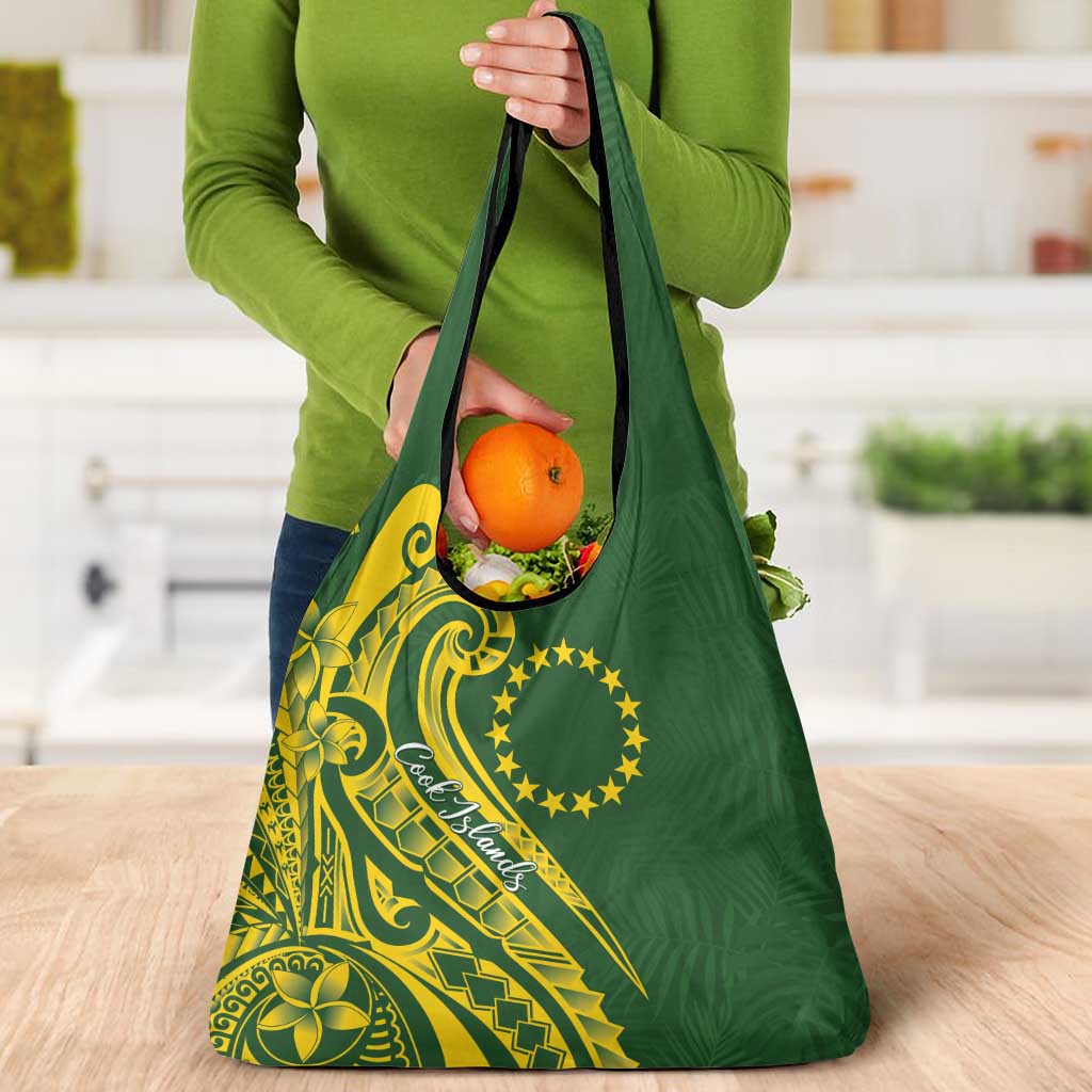 Kia Orana Cook Islands Grocery Bag Plumeria Tropical Waves - Polynesian Pride