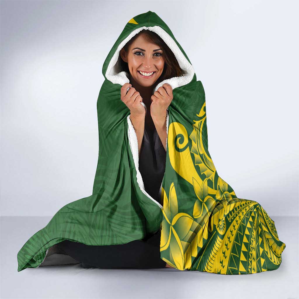 Kia Orana Cook Islands Hooded Blanket Plumeria Tropical Waves - Polynesian Pride