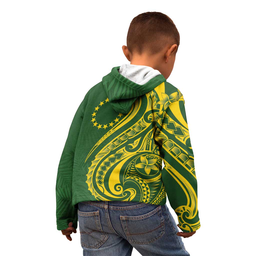 Kia Orana Cook Islands Kid Hoodie Plumeria Tropical Waves - Polynesian Pride