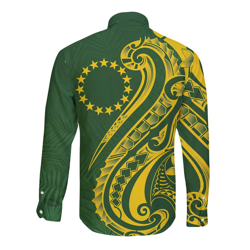 Kia Orana Cook Islands Long Sleeve Button Shirt Plumeria Tropical Waves - Polynesian Pride