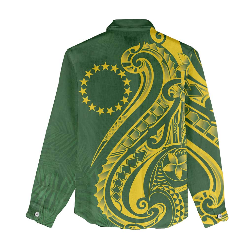 Kia Orana Cook Islands Women Casual Shirt Plumeria Tropical Waves LT7 - Polynesian Pride
