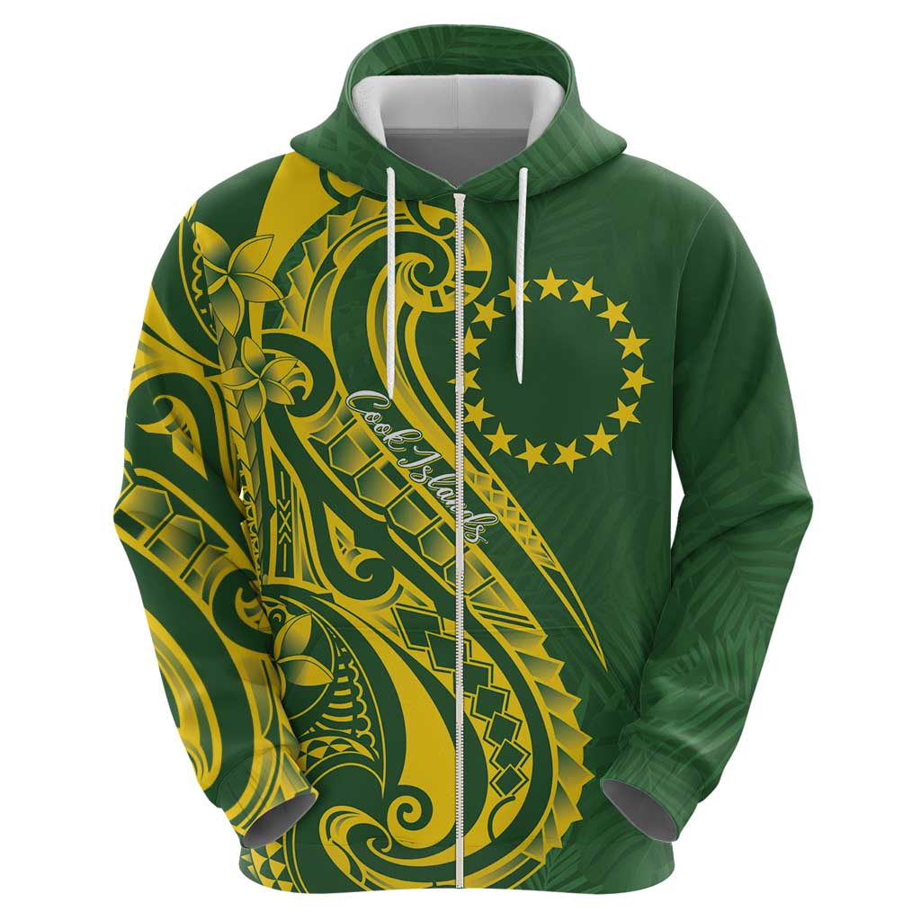 Kia Orana Cook Islands Zip Hoodie Plumeria Tropical Waves LT7 - Polynesian Pride
