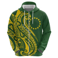Kia Orana Cook Islands Zip Hoodie Plumeria Tropical Waves LT7 - Polynesian Pride