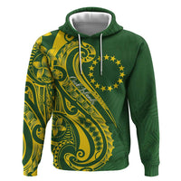 Kia Orana Cook Islands Zip Hoodie Plumeria Tropical Waves LT7 Pullover Hoodie Yellow Green - Polynesian Pride