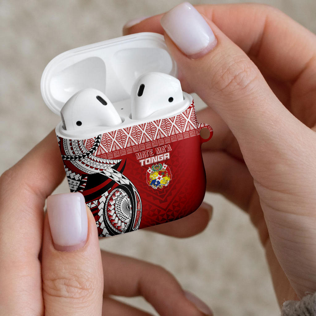 Mate Ma'a Tonga Rugby Kupesi Motifs AirPods Case Red Waves LT7 - Polynesian Pride
