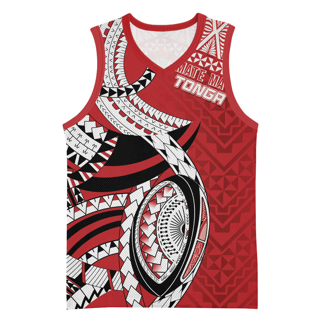 Mate Ma'a Tonga Rugby Custom Kupesi Motifs Basketball Jersey Red Waves LT7 Unisex Red - Polynesian Pride