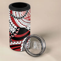 Mate Ma'a Tonga Rugby Kupesi Motifs 4 in 1 Can Cooler Tumbler Red Waves LT7 - Polynesian Pride