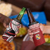 Mate Ma'a Tonga Rugby Kupesi Motifs 4 in 1 Can Cooler Tumbler Red Waves LT7 - Polynesian Pride