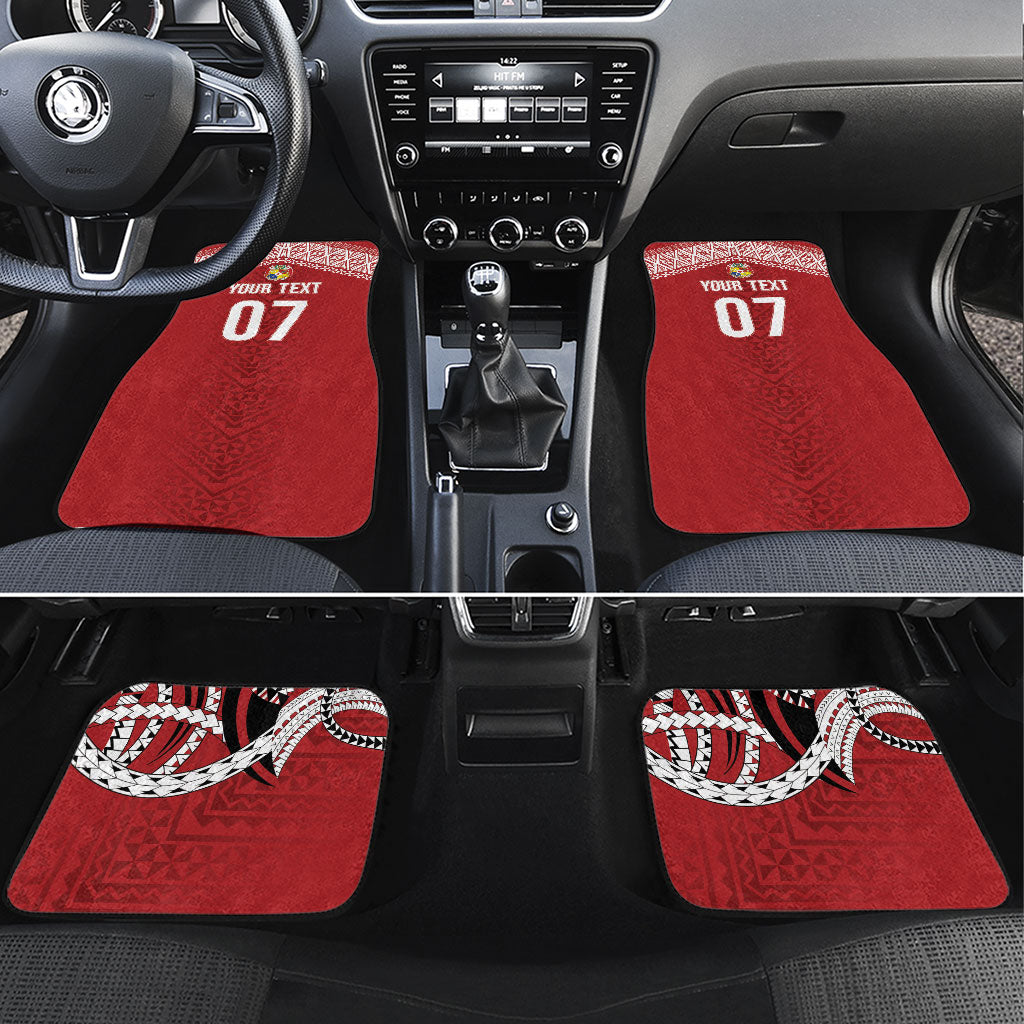 Mate Ma'a Tonga Rugby Custom Kupesi Motifs Car Mats Red Waves