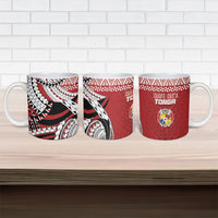 Mate Ma'a Tonga Rugby Kupesi Motifs Ceramic Mug Red Waves
