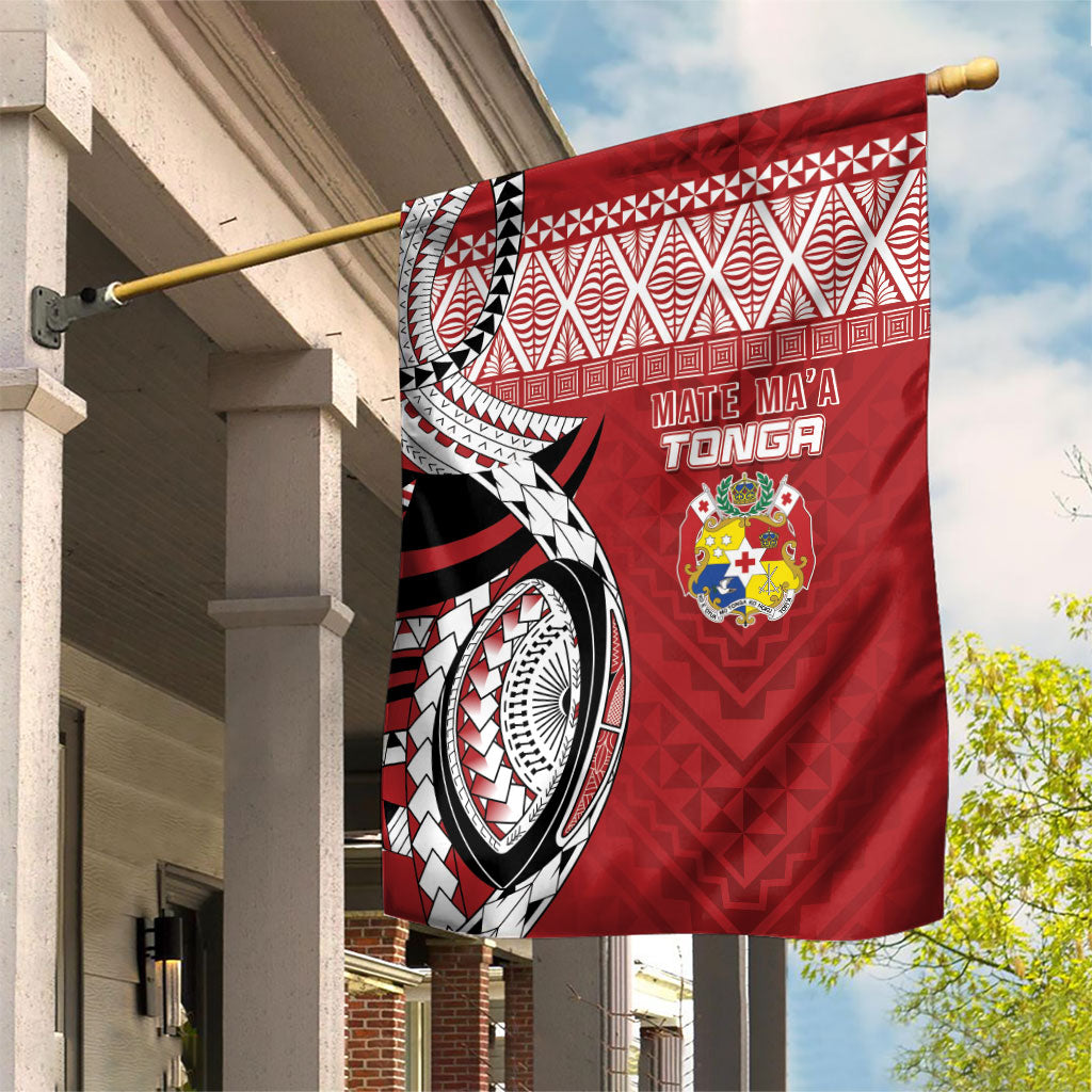 Mate Ma'a Tonga Rugby Kupesi Motifs Garden Flag Red Waves