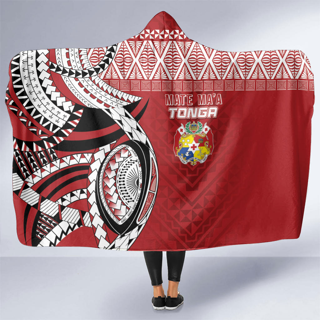 Mate Ma'a Tonga Rugby Kupesi Motifs Hooded Blanket Red Waves