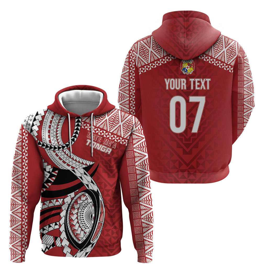 Mate Ma'a Tonga Rugby Custom Kupesi Motifs Hoodie Red Waves LT7 - Polynesian Pride