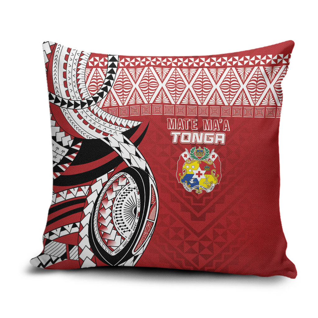 Mate Ma'a Tonga Rugby Kupesi Motifs Pillow Cover Red Waves