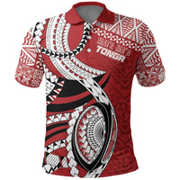 Mate Ma'a Tonga Rugby Custom Kupesi Motifs Polo Shirt Red Waves LT7 Red - Polynesian Pride