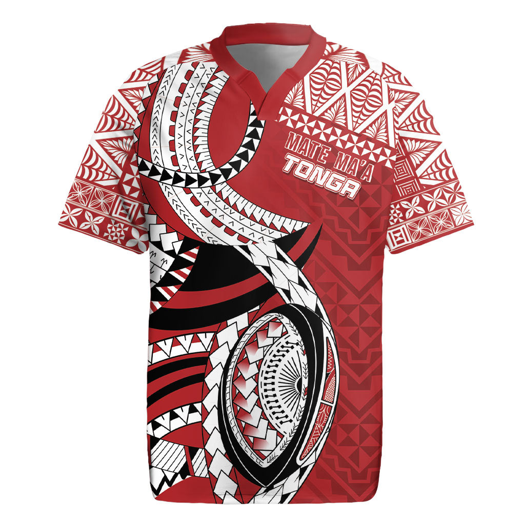 Mate Ma'a Tonga Rugby Custom Kupesi Motifs Rugby Jersey Red Waves